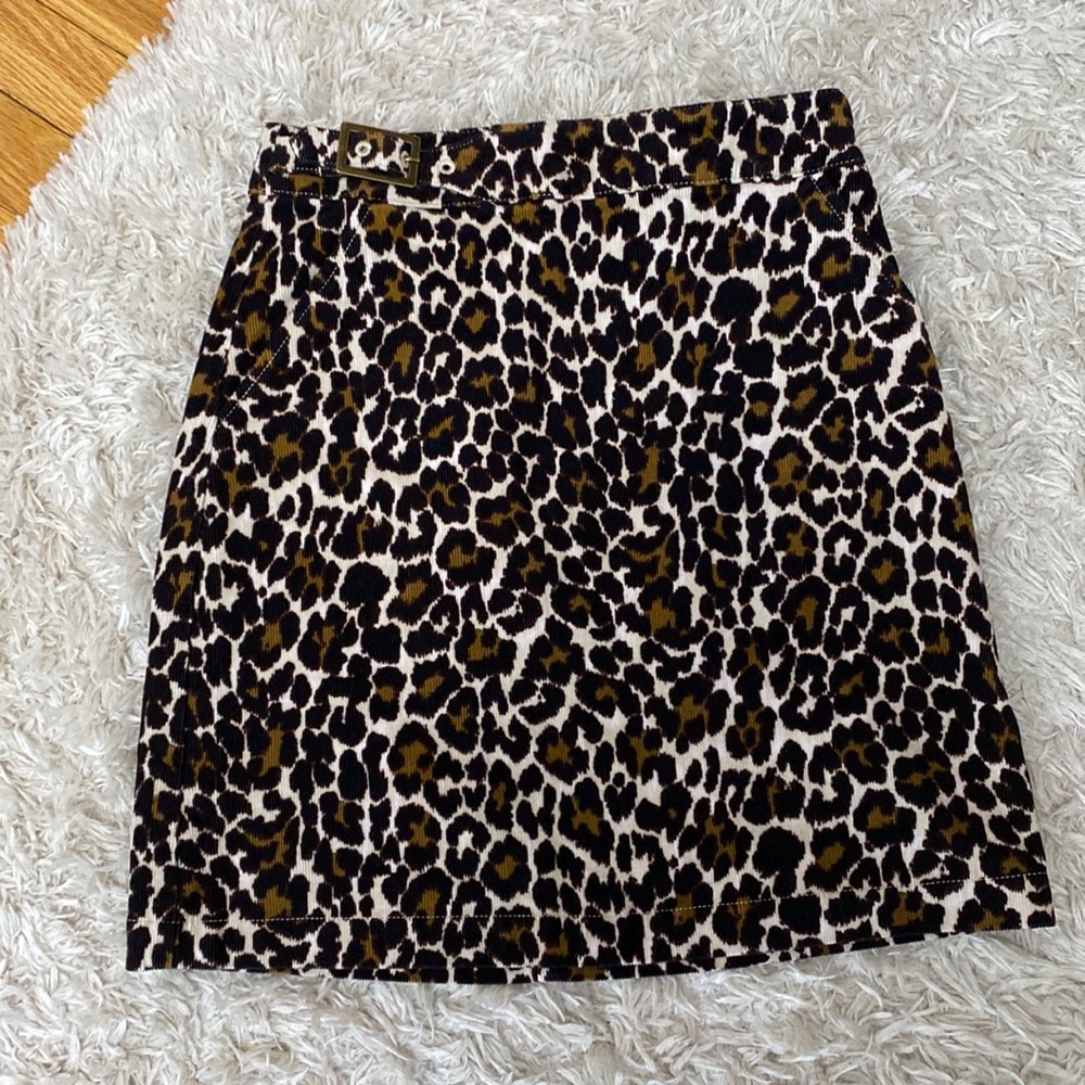 J Crew Corduroy Leopard Skirt 00